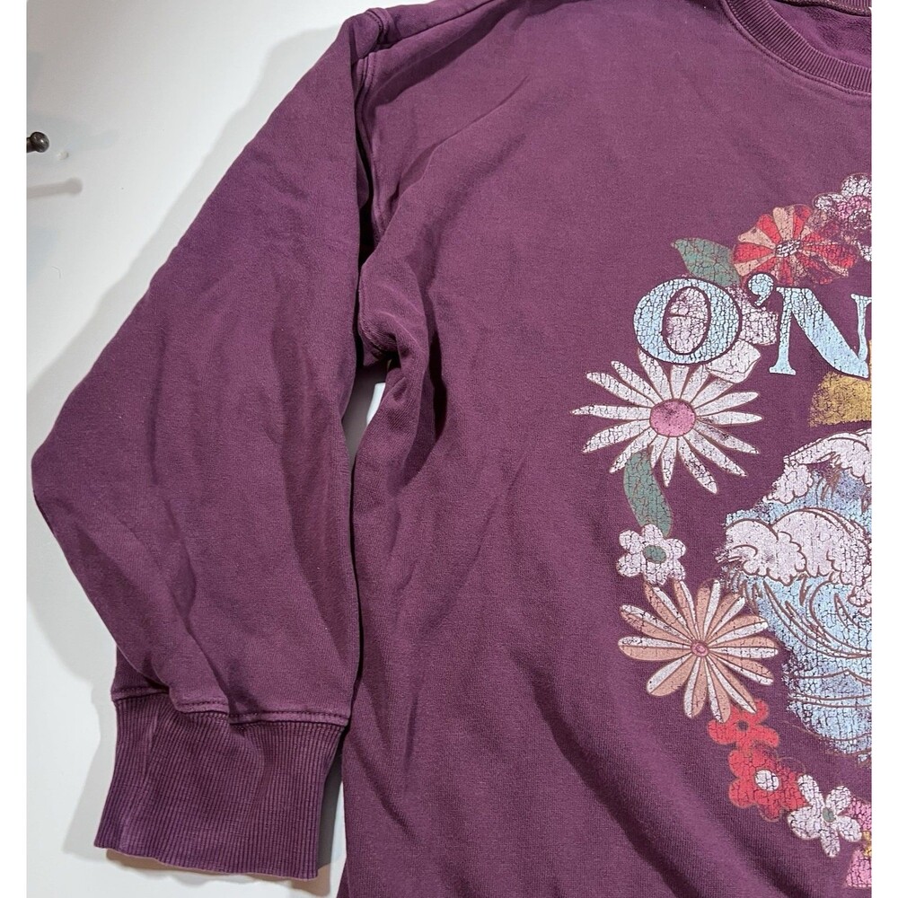 O'Neill Retro Floral Wave Graphic Crewneck Pullover Sweatshirt Oversized Large - Picture 4 of 8